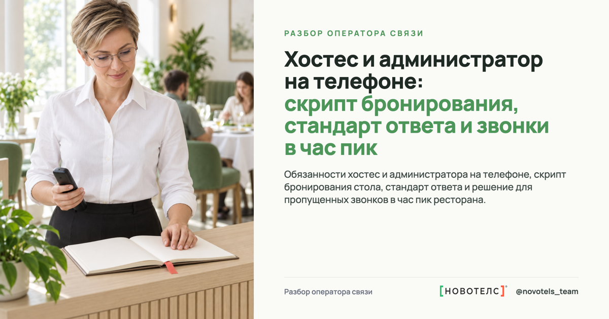 Хостес и администратор на телефоне: скрипт бронирования, стандарт ответа и звонки в час пик