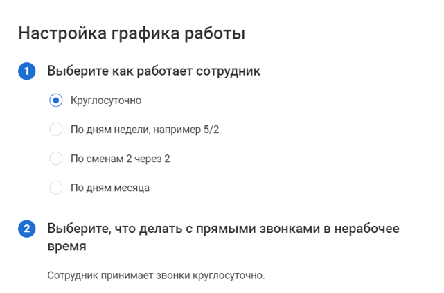 Персональное расписание сотрудника в ВАТС Новотелс