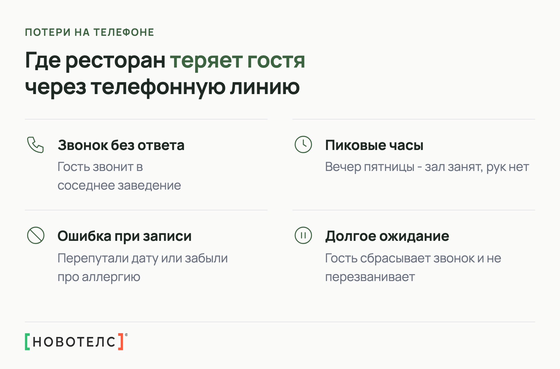Где ресторан теряет гостя через телефонную линию
